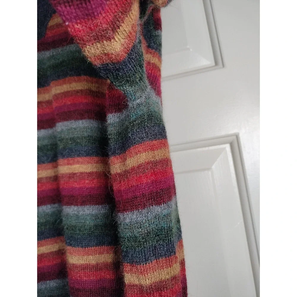 Novica 100% Alpaca Sweater Men Large Multicolor Striped Quarter Zip Pullover